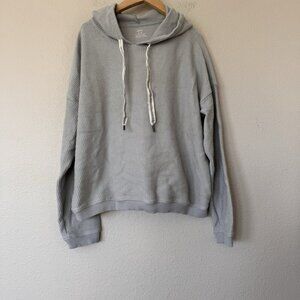 Aerie Love Ribbed and Cropped Pullover Hoodie Grey Size Medium Sage